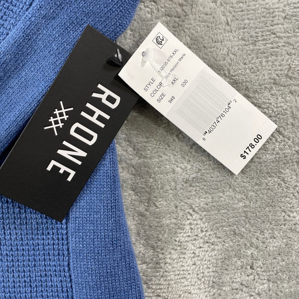 Rhone Walden Waffle Sweater Mens XXL Blue Wool Cashmere Soft Preppy Casual - Picture 3 of 11